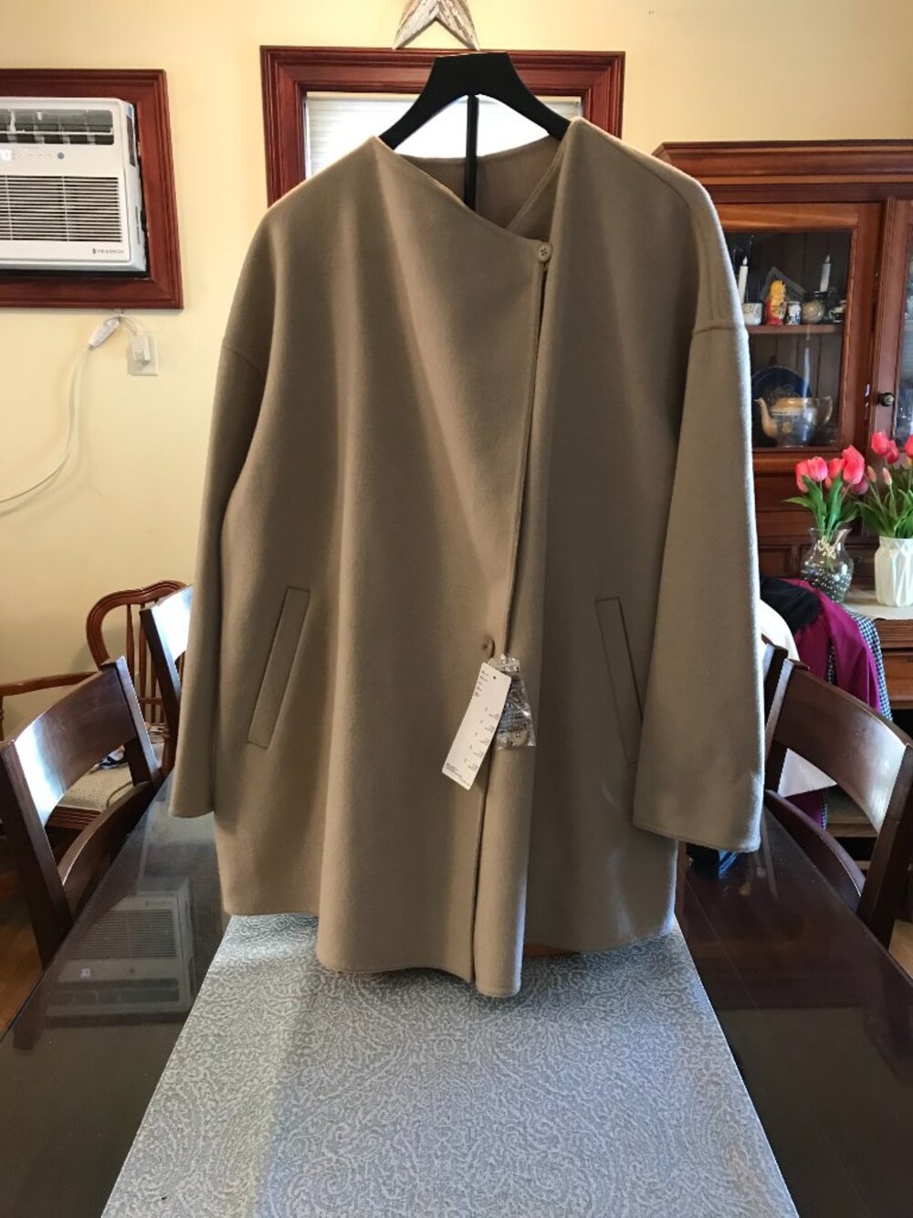 NWT UNIQLO Double Face Wool Blend Short Coat Beige Minimalist M